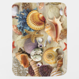 Sea shells on beach baby blanket