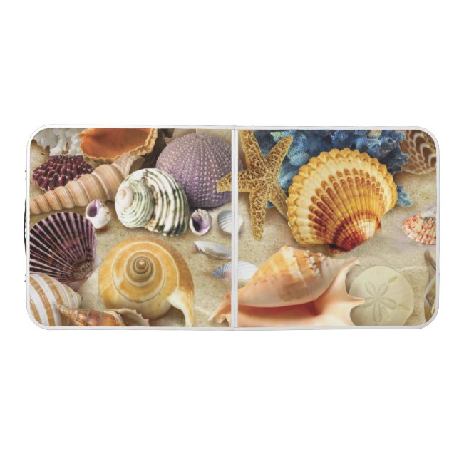 Sea shells on beach beer pong table (Top)