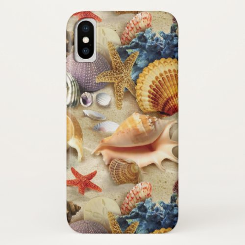 Sea shells on beach iPhone XS case