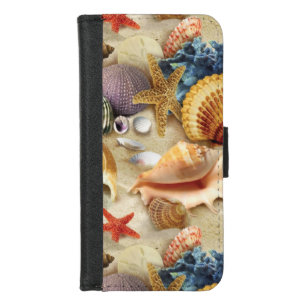 Sea shells on beach iPhone 8/7 wallet case