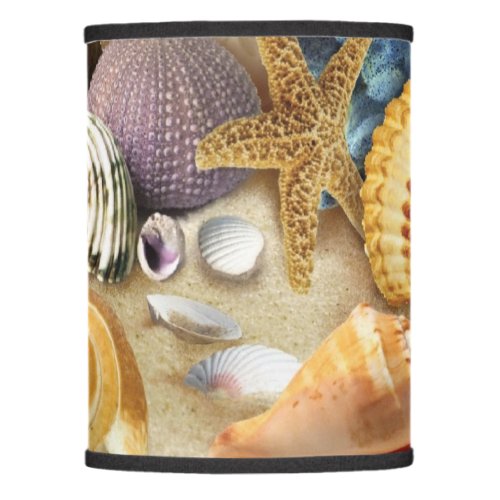 Sea shells on beach lamp shade