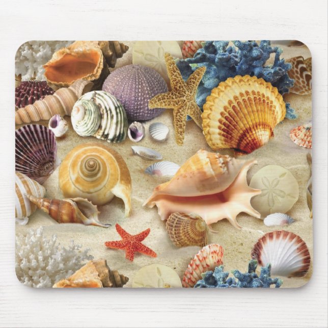 Sea shells on beach mouse pad (Front)