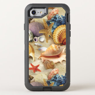 Sea shells on beach OtterBox defender iPhone SE/8/7 case