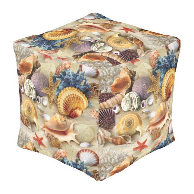 Sea shells on beach pouf (Angled Back)