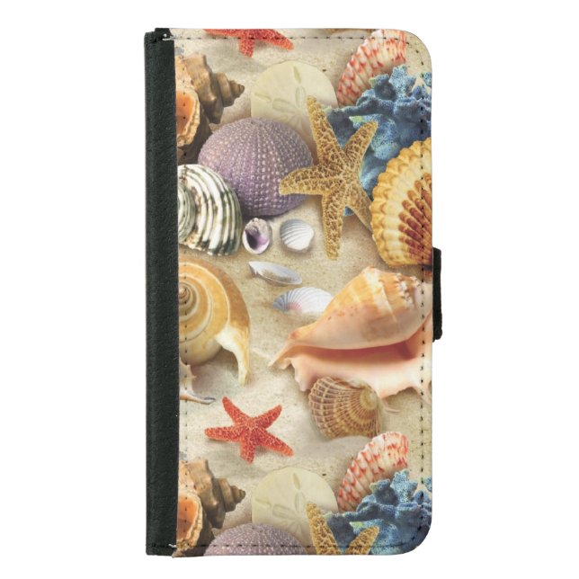 Sea shells on beach samsung galaxy wallet case (Front)