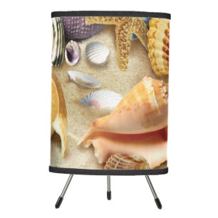 Sea shells on beach tripod lamp