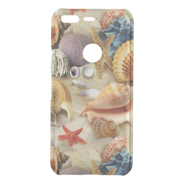Sea shells on beach uncommon google pixel case (Back)