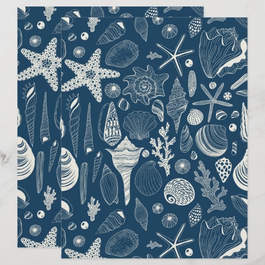 Sea shells on  dark blue (Front/Back)