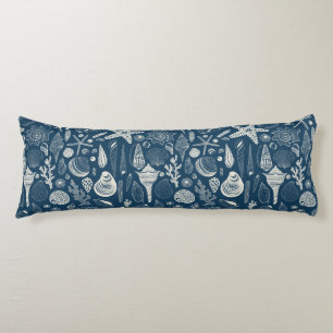 Sea shells on  dark blue body pillow