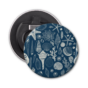 Sea shells on  dark blue bottle opener