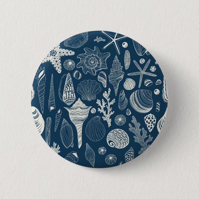 Sea shells on  dark blue button (Front)
