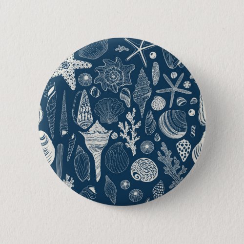 Sea shells on  dark blue button