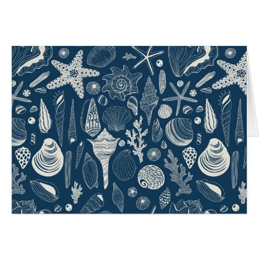 Sea shells on dark blue cards (Front Horizontal)