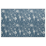 Sea shells on  dark blue fabric