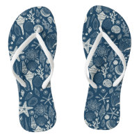 Sea shells on  dark blue