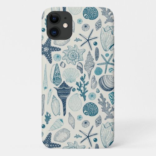 Sea shells on  off white iPhone 11 case