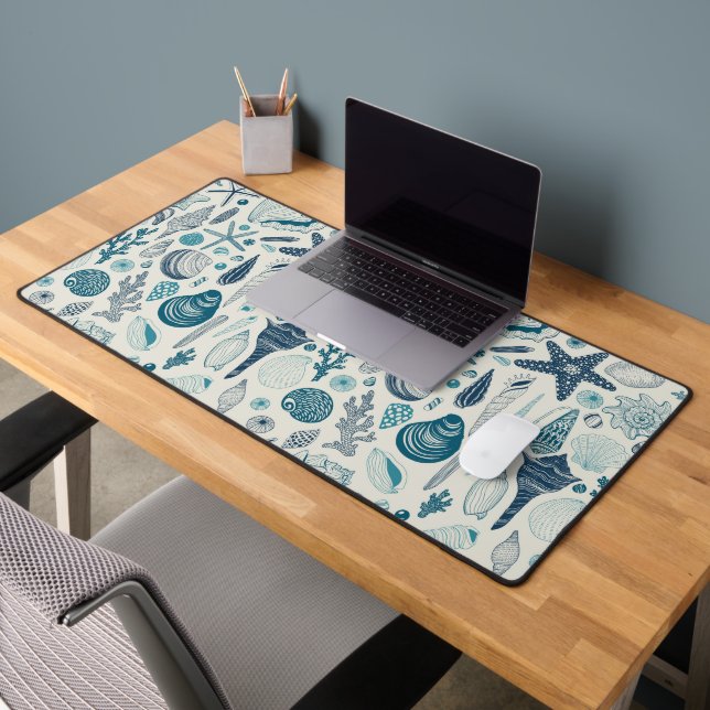 Sea shells on  off white desk mat (Office 2)
