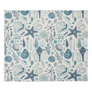 Sea shells on off white duvet cover