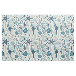 Sea shells on  off white fabric