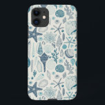Sea shells on  off white iPhone 11 case<br><div class="desc">Hand-drawn vector pattern with sea shells</div>