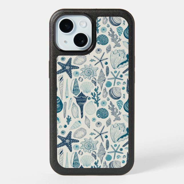 Sea shells on  off white iPhone 15 case (Back)