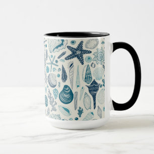 Sea shells on off white mug