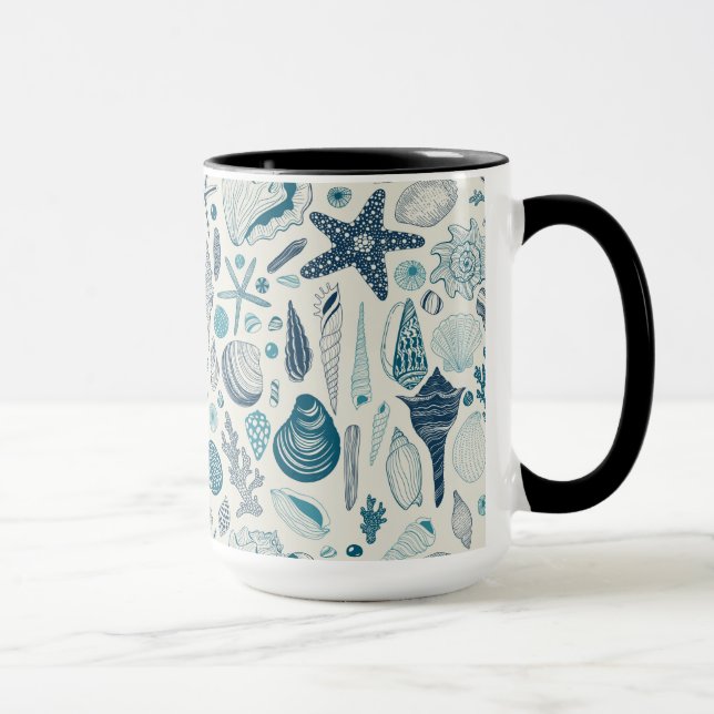 Sea shells on  off white mug (Right)
