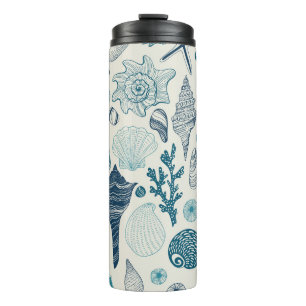 Sea shells on  off white thermal tumbler
