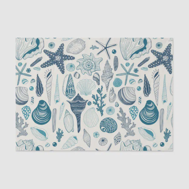 Sea shells on off white tissue paper | Zazzle