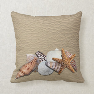 Sea Shells on the beach Throw Pillow