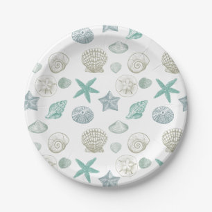 Sea shells paper plates