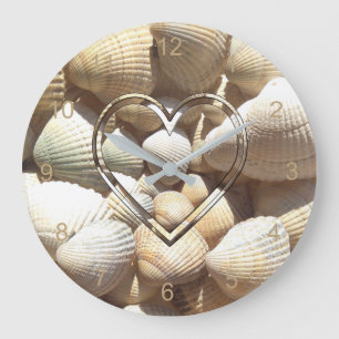 Sea Shells Photography Beach Life Seashells Heart Large Clock