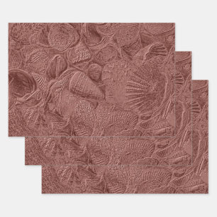 Sea Shells Rose Gold Ocean Beach Elegant Decoupage Wrapping Paper Sheets