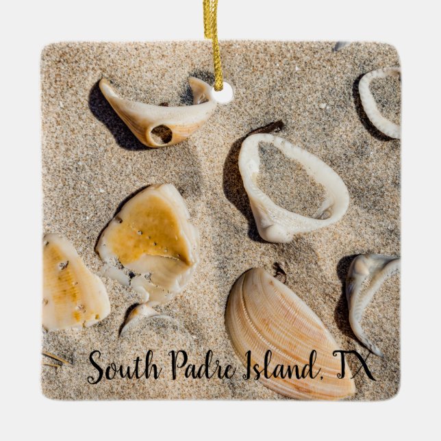 Sea shells & Sand Dunes Ceramic Ornament (Front)