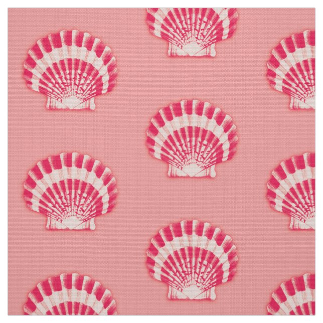 Sea shells - shades of coral pink fabric (Swatch)
