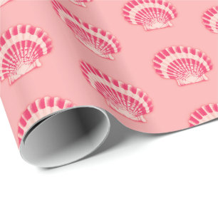 Sea shells - shades of coral pink wrapping paper