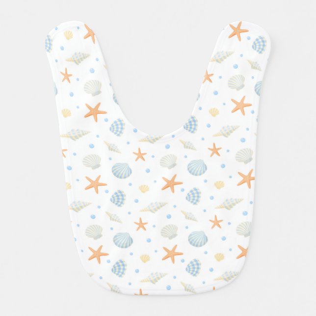 Sea Shells & Starfish Baby Bib (Front)