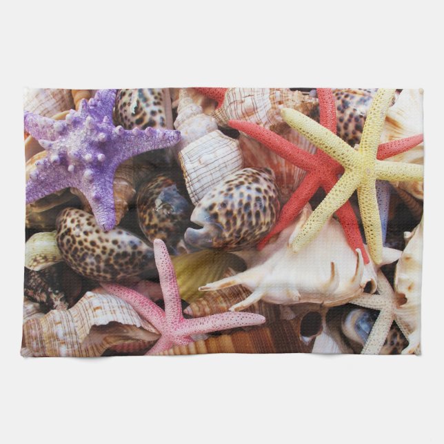 Sea Shells Starfish Colorful Shell Towel (Horizontal)