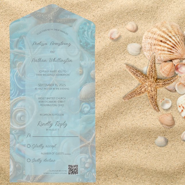 Sea Shells & Starfish QR Code  All In One Invitation (Creator Uploaded)