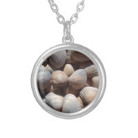 Sea Shells, Summer Beach Exotic Tropical Romantic Silver Plated Necklace