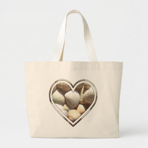 Sea Shells Summer Beach Life Heart Seashells Large Tote Bag