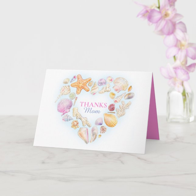 Sea shells watercolor art Mother's Day Card (Orchid)