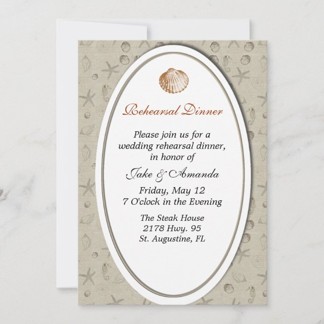 Sea Shells Wedding Rehearsal Dinner Invitation (Front)
