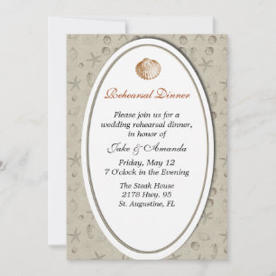 Sea Shells Wedding Rehearsal Dinner Invitation