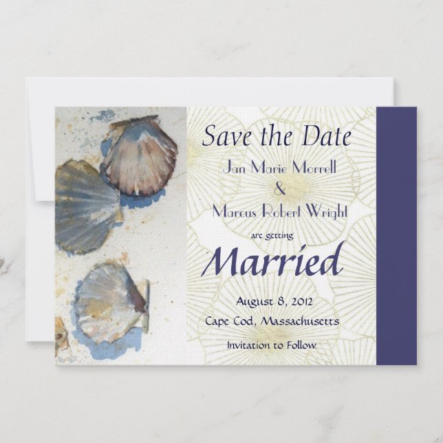 Sea Shells Wedding Save the Date Card (Front)