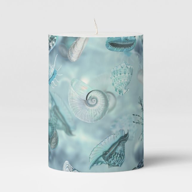 Sea shells Wonder Pillar Candle (Front)
