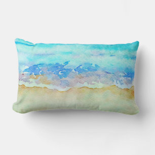 *~ Sea Shore AR7 Beach Nautical Waves Surf Beach Lumbar Pillow