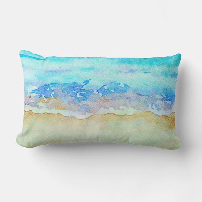 *~ Sea Shore AR7 Beach Nautical Waves Surf Beach Lumbar Pillow (Front)