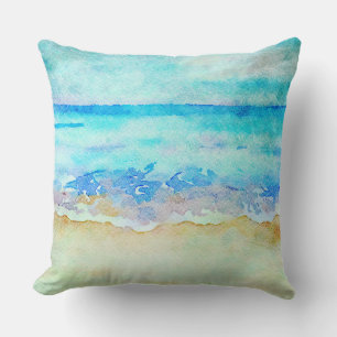 *~* Sea Shore AR7 Beach Nautical Waves Surf Beach Throw Pillow