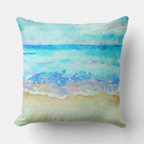  Sea Shore AR7 Beach Nautical Waves Surf Beach Throw Pillow